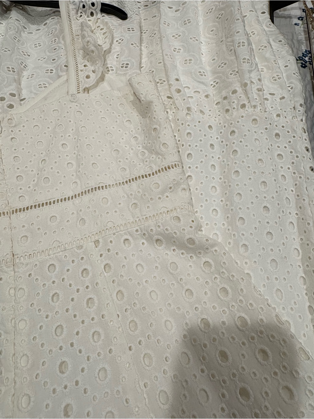 Nwt ~ Parker White Eyelet Midi Dress With Scalloped Straps - Size 6 — image 5 of 6